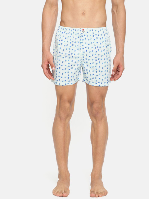 

SPYKAR Men Off-White & Blue Printed Pure Cotton Boxers MBX-01AI-024