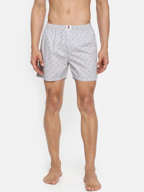 

SPYKAR Men Grey & Black Printed Pure Cotton Boxers MBX-01AI-020