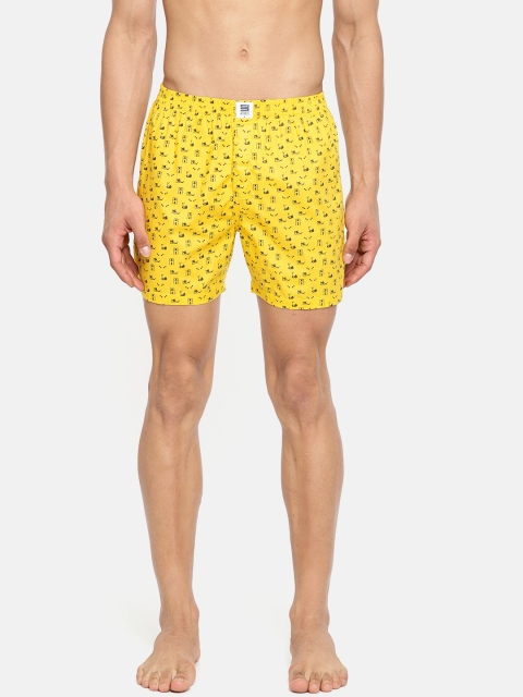 

SPYKAR Men Yellow & Black Printed Pure Cotton Boxers SPY/MBX/ON/W1803