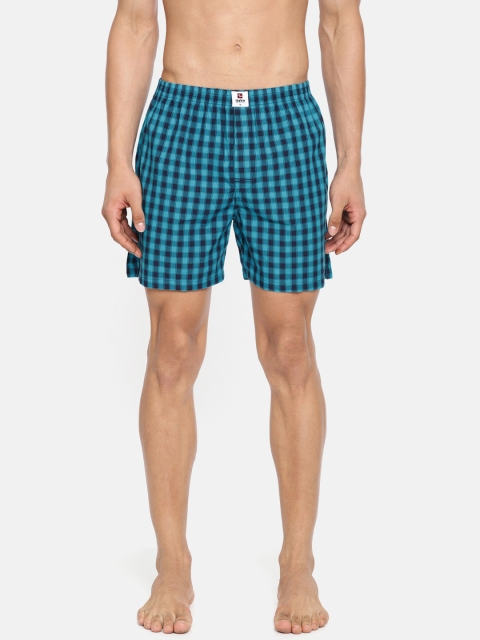 

SPYKAR Men Blue Checked Pure Cotton Boxers SPY/MBX/ON/S1922