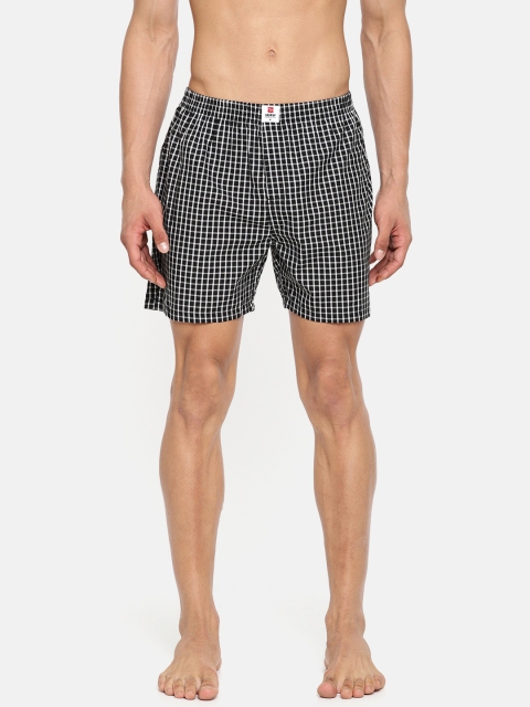 

SPYKAR Men Black & White Checked Pure Cotton Boxers SPY/MBX/ON/S1918