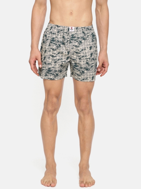 

SPYKAR Men Olive Green & Beige Printed Pure Cotton Boxers MBX-01AI-006