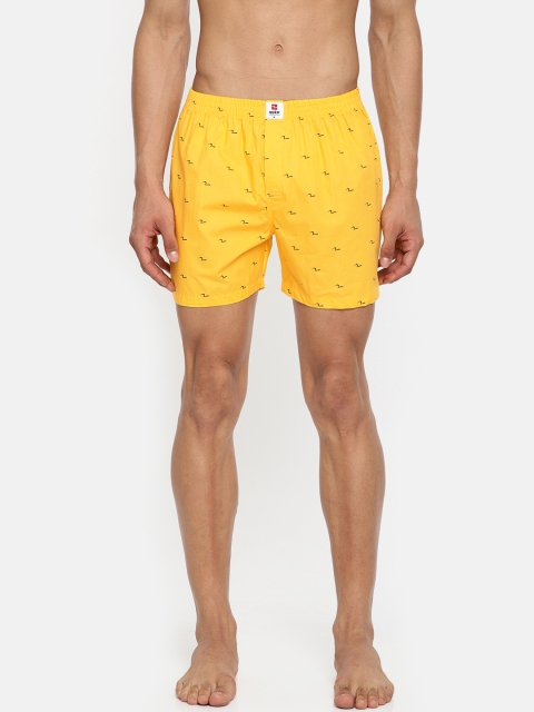 

SPYKAR Men Yellow & Black Printed Pure Cotton Boxers MBX-01AI-047
