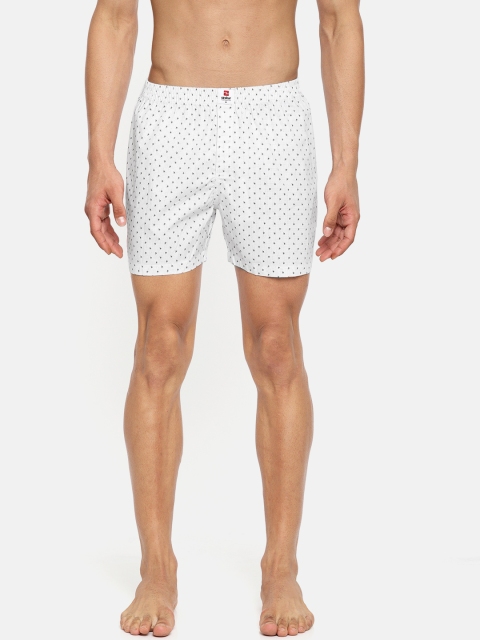 

SPYKAR Men White & Navy Blue Printed Pure Cotton Boxers SPY/MBX/ON/S1907