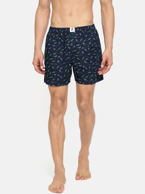 

SPYKAR Navy Blue & White Printed Pure Cotton Boxers SPY/MBX/ON/S1904