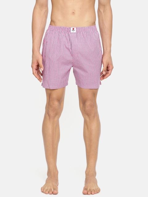 

SPYKAR Men Pink & Black Checked Pure Cotton Boxers SPY/MBX/ON/S1930