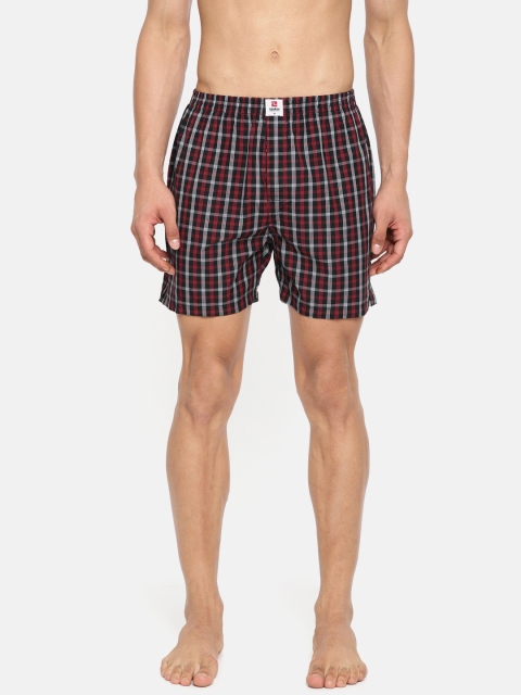 

SPYKAR Men Black & Red Checked Pure Cotton Boxers SPY/MBX/ON/S1909