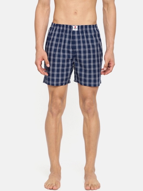 

SPYKAR Men Navy Blue & White Checked Boxers SPY/MBX/ON/S1932