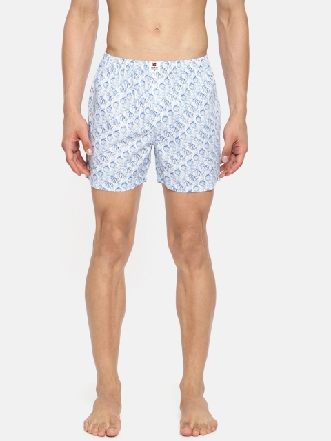 

SPYKAR Men Blue & White Printed Pure Cotton Boxers MBX-01AI-014
