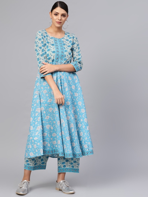

Libas Women Blue & White Printed Kurta with Palazzos