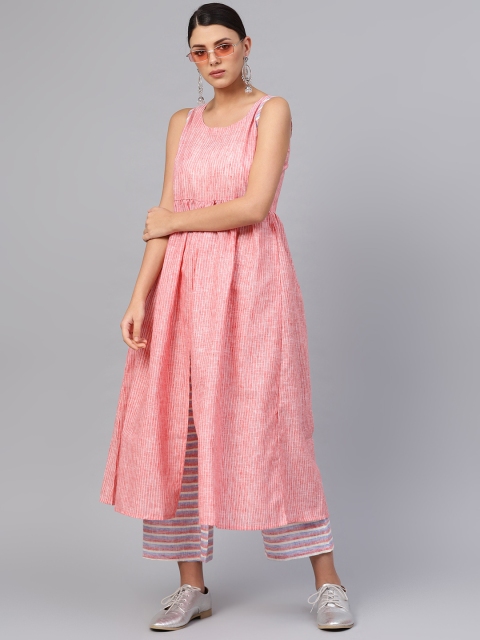 

Libas Women Pink Striped Kurta with Palazzos