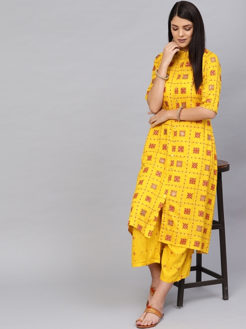 

Libas Women Yellow & Red Printed Kurta with Palazzos