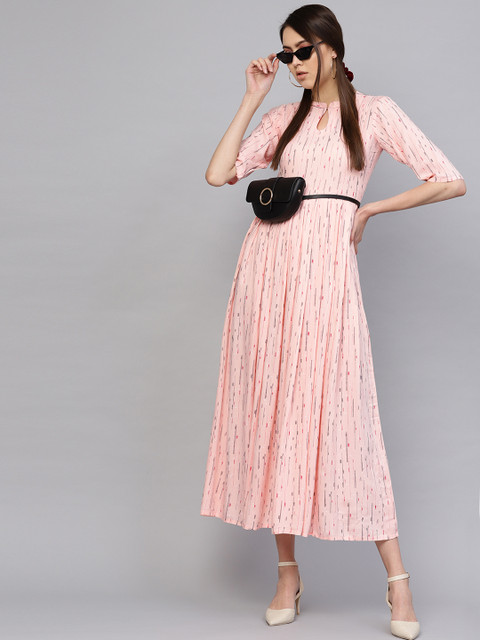 

Libas Women Peach-Coloured Printed Maxi Dress