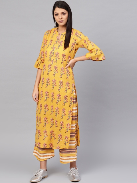 

Libas Women Yellow & Pink Printed Kurta with Palazzos