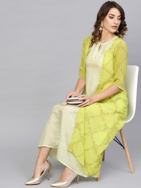 

Libas Women Green Solid Layered Maxi Dress