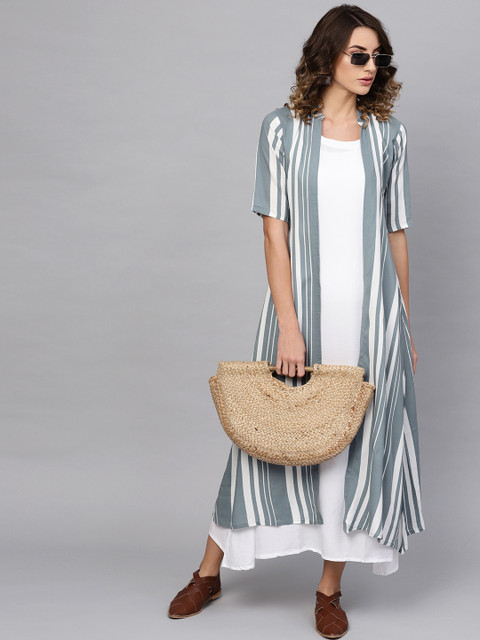

Libas Women White Solid Layered Maxi Dress