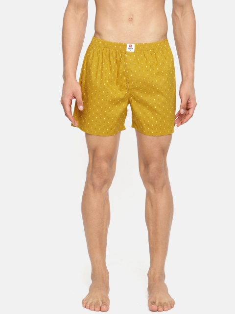 

SPYKAR Men Mustard Yellow Printed Pure Cotton Boxers MBX-01AI-022