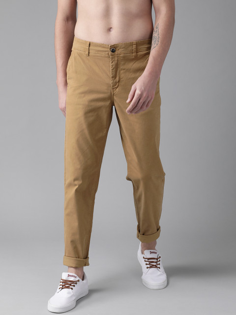 

Roadster Men Khaki Regular Fit Solid Trousers