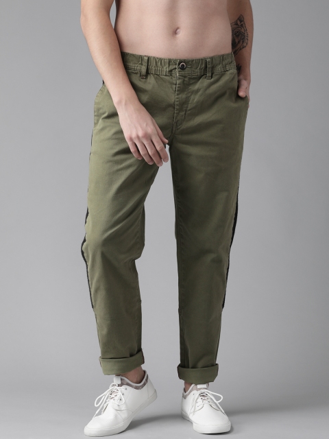 

Roadster Men Olive Green Regular Fit Solid Trousers