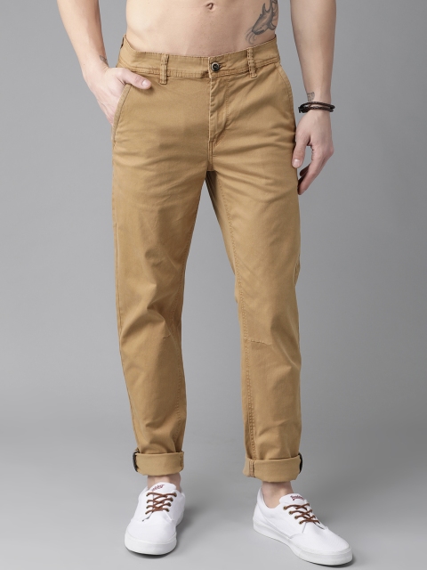 

Roadster Men Khaki Slim Fit Solid Chinos