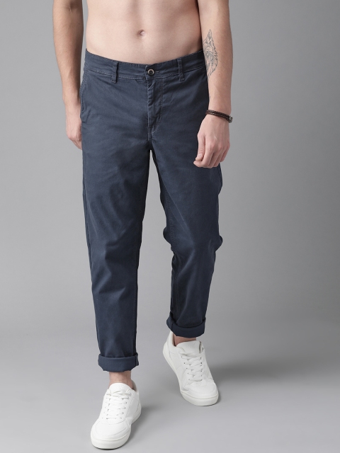 

Roadster Men Navy Blue Regular Fit Solid Trousers