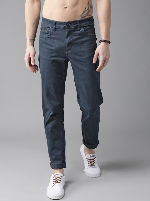 

Roadster Men Navy Blue Slim Fit Solid Regular Trousers