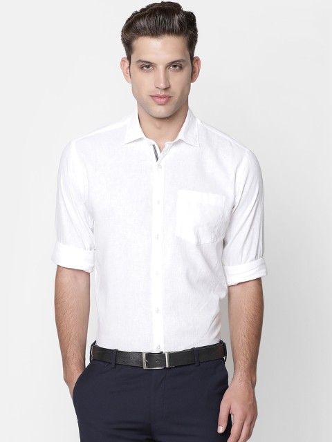 

CAVALLO by Linen Club Men Cotton Linen White Regular Fit Solid Sustainable Formal Shirt
