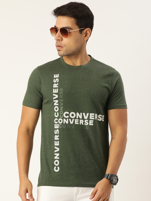 

Converse Men Olive Green Printed Round Neck T-shirt