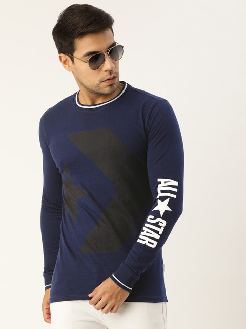 

Converse Men Navy Blue & Grey Printed Round Neck T-shirt