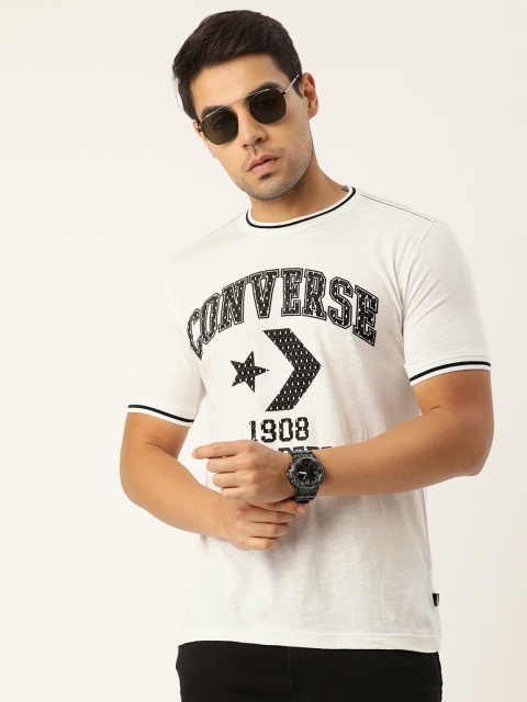 

Converse Men White & Black Printed Round Neck T-shirt