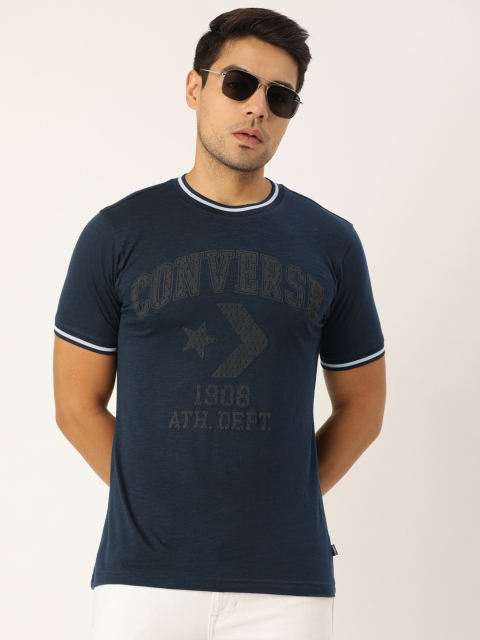 

Converse Men Navy Blue & Black Printed Round Neck T-shirt