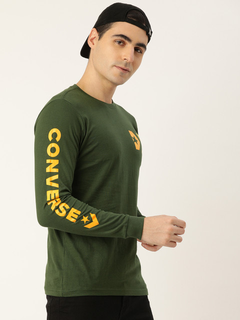 

Converse Men Olive Green Printed Round Neck T-shirt