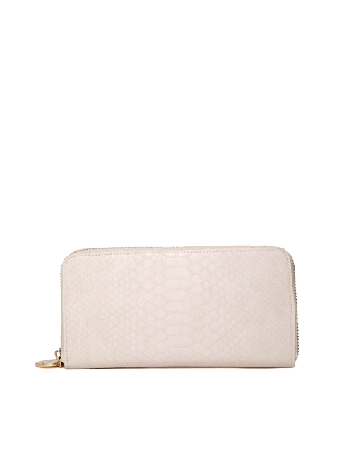 

Forever New Women Beige Snakeskin Textured Zip Around Wallet