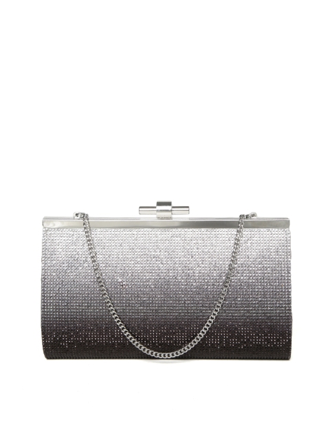 

Forever New Silver-Toned & Black Embellished Ombre Effect Purse