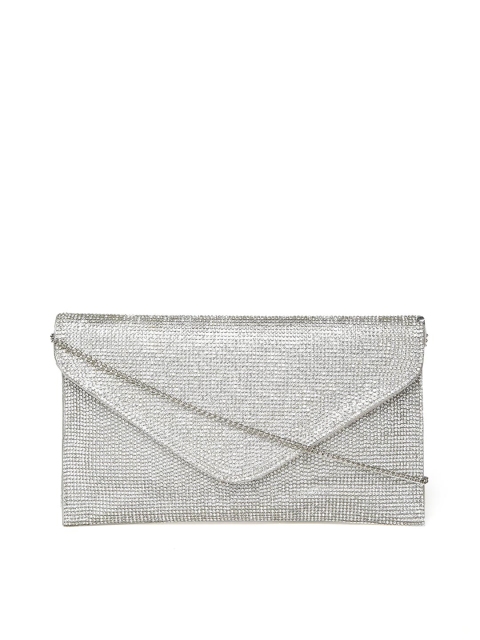

Forever New Silver-Toned Embellished Envelop Clutch