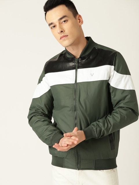 

Allen Solly Sport Men Green & White Colourblocked Bomber Jacket