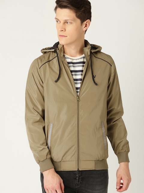 

Allen Solly Sport Men Beige Solid Hooded Bomber Jacket