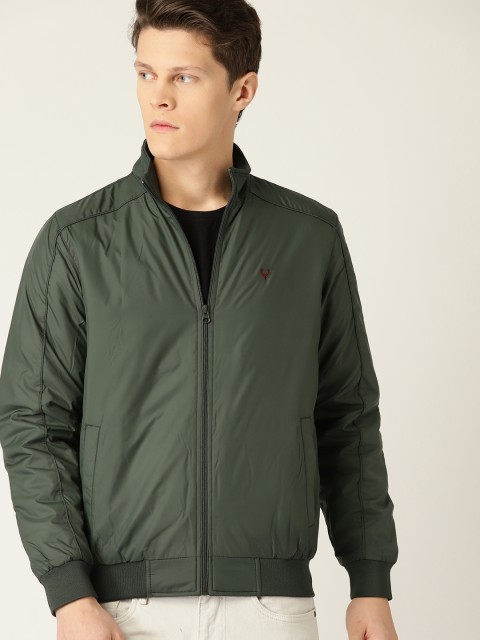 

Allen Solly Sport Men Olive Green Solid Bomber Jacket