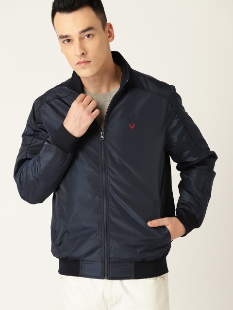

Allen Solly Sport Men Navy Blue Solid Bomber Jacket