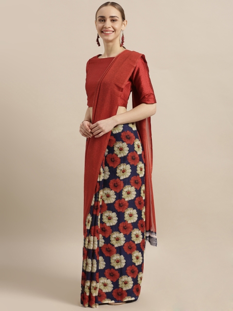 

Satrani Red & Black Poly Georgette Printed Saree