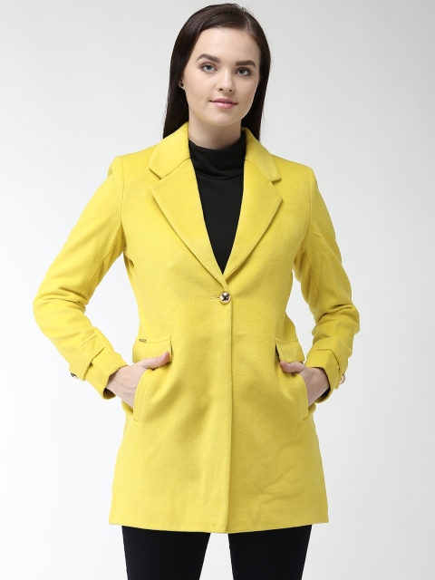 

Okane Women Yellow Solid Tailored Fit Hip Length Overcoat