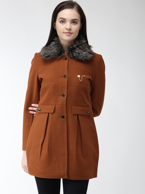 

Okane Women Mustard Brown Solid Coat
