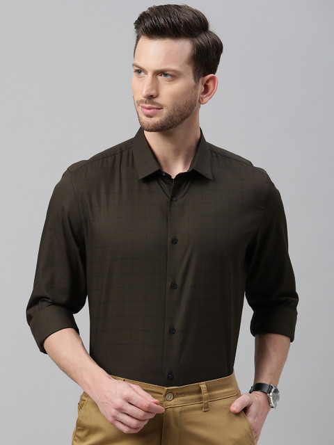 

Louis Philippe Sport Men Olive Green Slim Fit Checked Casual Shirt