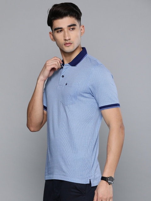 

Louis Philippe Men Blue Printed Polo Collar T-shirt