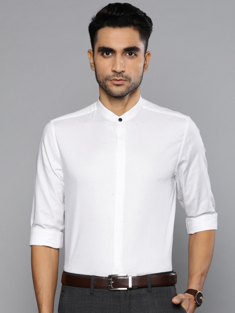 

Louis Philippe Men White Super Slim Fit Self Striped Formal Shirt