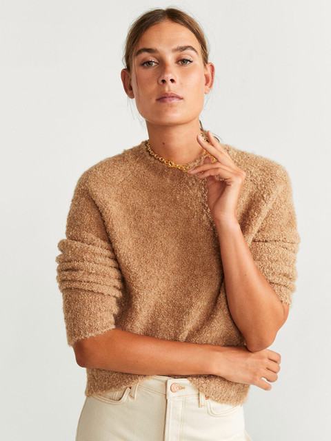 

MANGO Women Brown Solid Sweater