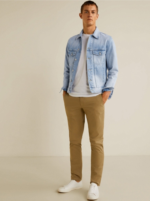 

MANGO MAN Men Blue Washed Denim Jacket