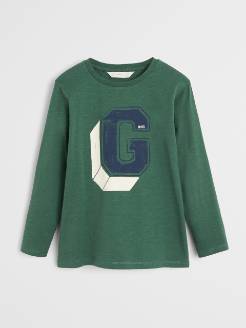 

Mango Kids Boys Green Printed Round Neck T-shirt