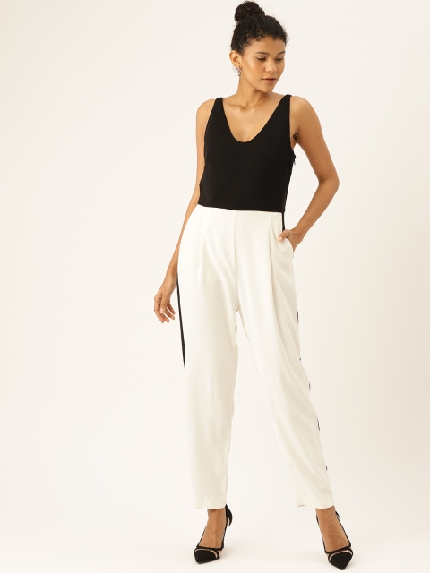 

MANGO Women White & Black Colourblocked Basic Jumpsuit