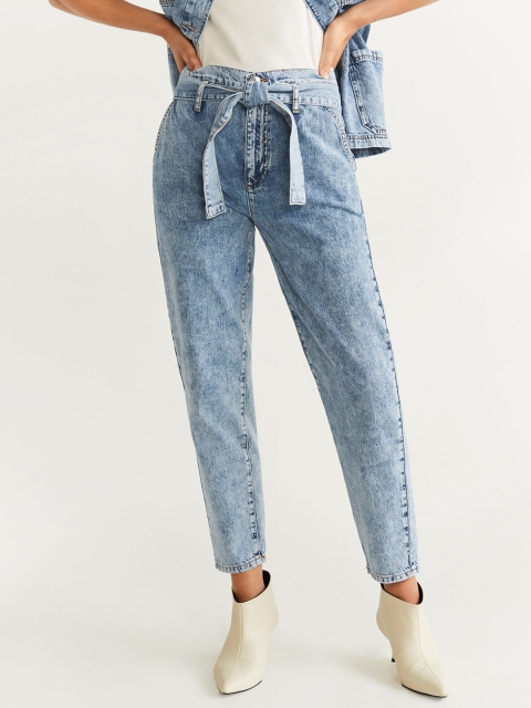 

MANGO Women Blue Acid Wash Regular Fit High-Rise Clean Look Jeans